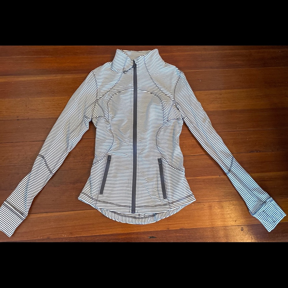 Lululemon jacket. Size 4. White and gray stripes.